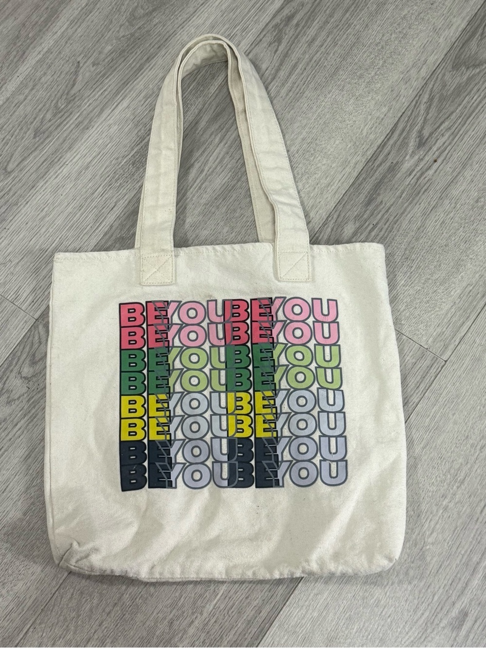 Pride “Be You” Canvas Tote Bag with Multicolor "Be You" Print - Cream